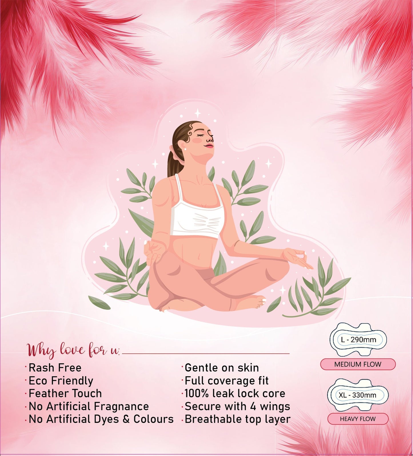 Love4u BUY 2 COMBO Premium Period Care Pouch Pack of 2(Total 24 N)( 12 L - 290mm & 12 XL - 330mm) - Love4u.store