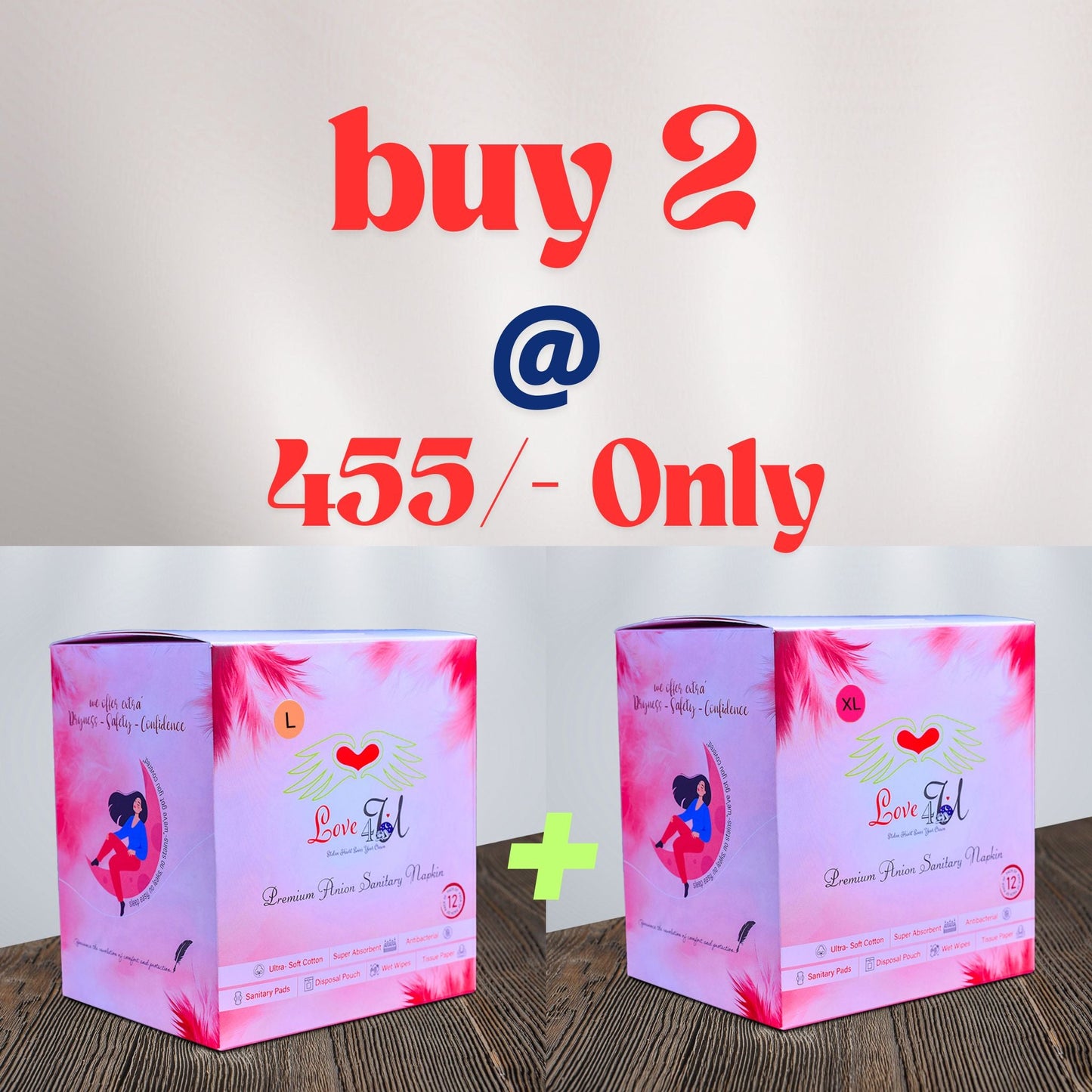 Love4u BUY 2 COMBO Premium Period Care Pouch Pack of 2(Total 24 N)( 12 L - 290mm & 12 XL - 330mm) - Love4u.store