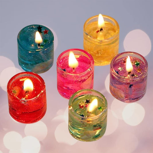 Little Big Cute Romantic Glass Jelly Gel Candles Decor Gel Wax Party Tealight Candles (6) - Love4u.store