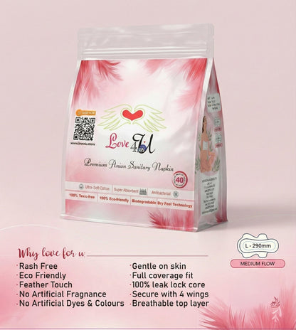 Love4u Anion Sanitary Napkin 290mm - 40pcs - Love4u.store