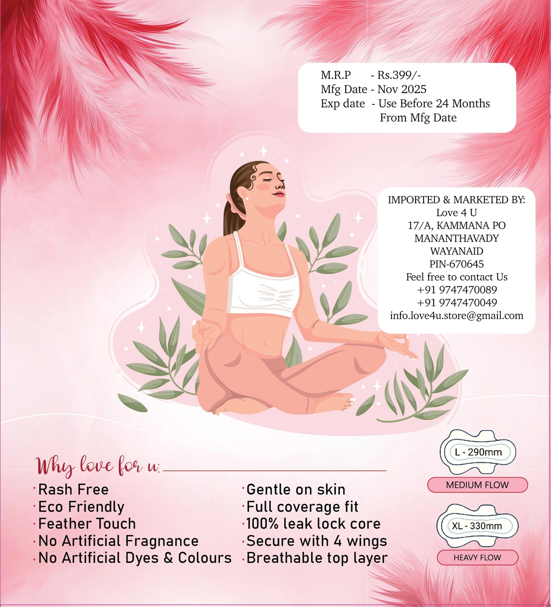 Love4u Anion Sanitary Napkin 330mm - 40pcs - Love4u.store