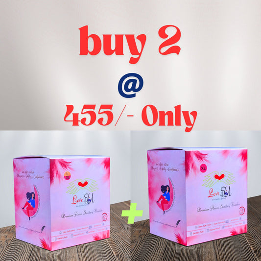 Love4u BUY 2 COMBO Premium Period Care Pouch Pack of 2(Total 24 N)(8 L - 290mm & 16 XL - 330mm) - Love4u.store