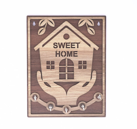 Sweet Home with Hand Wooden Keyholder - Love4u.store